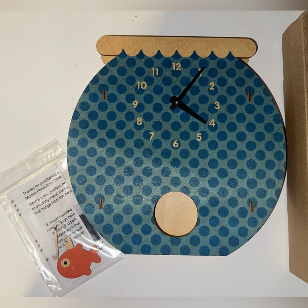 Blue Polka Dot Fishbowl Wall Clock